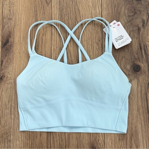lululemon athletica Other - NWT Lululemon Ribbed Like A Cloud Long Line Bra Size 4 B/C Cup In Powder Blue